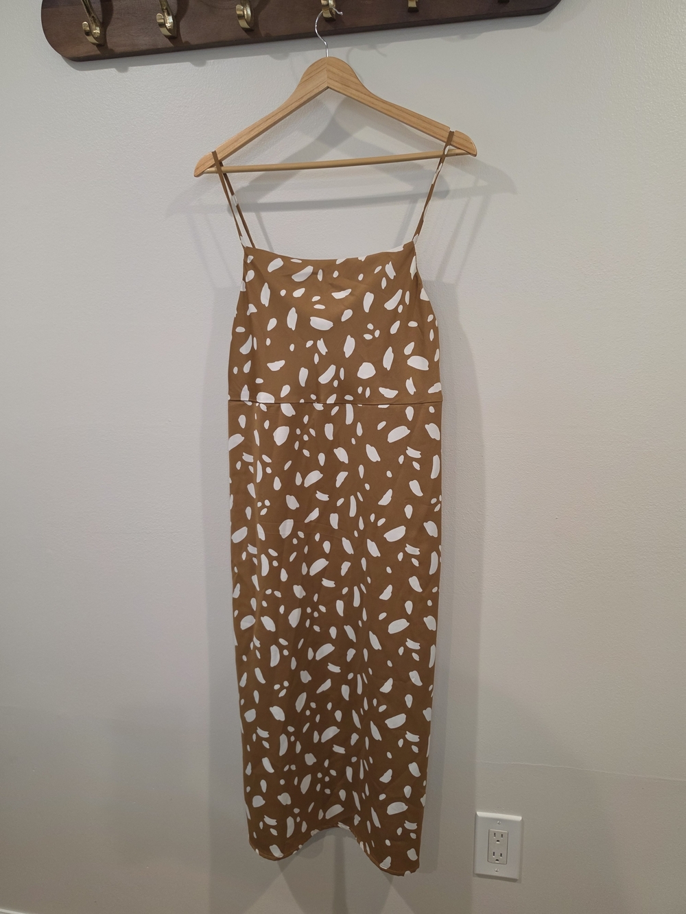 Old Navy Rust Brown Slip Dress with White Abstract Spots